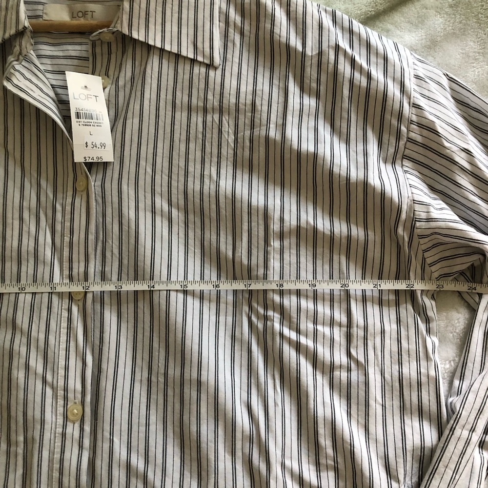 Loft Cotton & Modal Button Up Long Sleeve Tunic Blouse - Picture 10 of 11